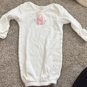 White Baby Gown with Pink Embroidery